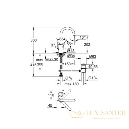 смеситель grohe concetto 32629002 для раковины, хром