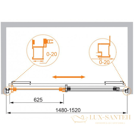 душевая дверь в нишу cezares lux soft lux-soft-w-bf-1-150-c-cr-iv 150 см профиль хром, стекло прозрачное