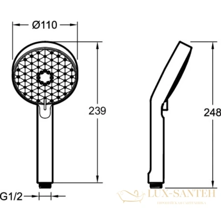 душевая лейка jacob delafon awaken e72415-tt 110 мм, титан