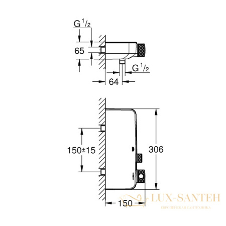 термостатический смеситель grohe grohtherm smartcontrol 34719000 для душа, хром