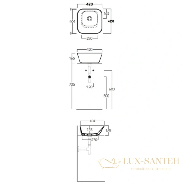 раковина simas wave wa03 bi*0 42x42 см, белый