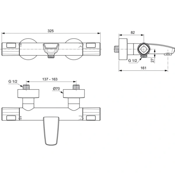 термостат ideal standard ceratherm t100 a7238aa для ванны, хром