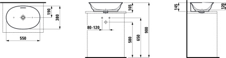 раковина laufen the new classic 8.1285.3.757.109.1 накладная 55 см, белый матовый 