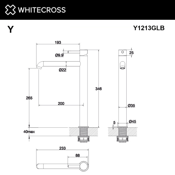 смеситель для умывальника whitecross y y1213glb, брашированное золото