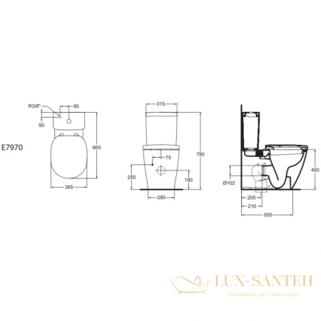 бачок ideal standard connect cube e797001 для унитаза, белый