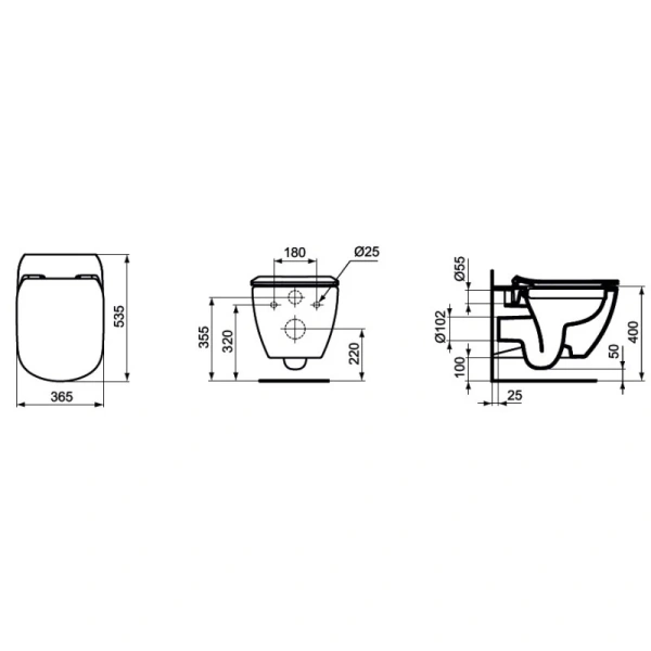 подвесной безободковый унитаз ideal standard tesi t350301, белый