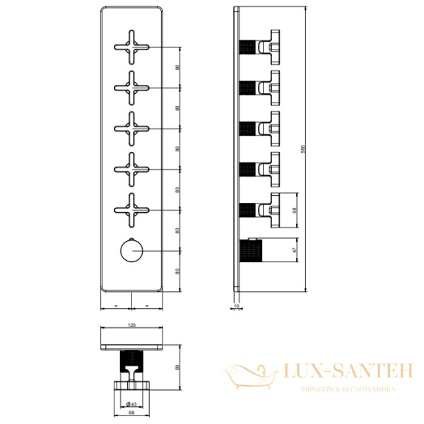 термостат gessi inciso+ 58230.299 для ванны, black xl