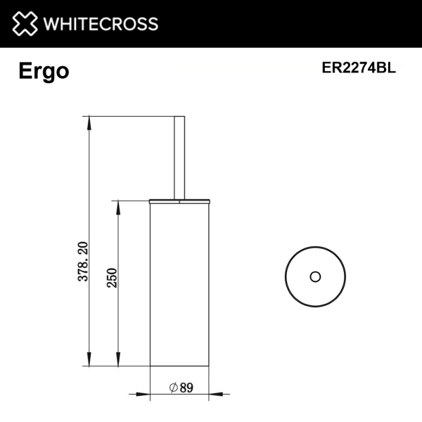 ершик напольный whitecross ergo er2274bl, черный мат