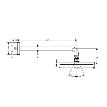 верхний душ hansgrohe raindance s 240 1jet p 27607000 с держателем, хром