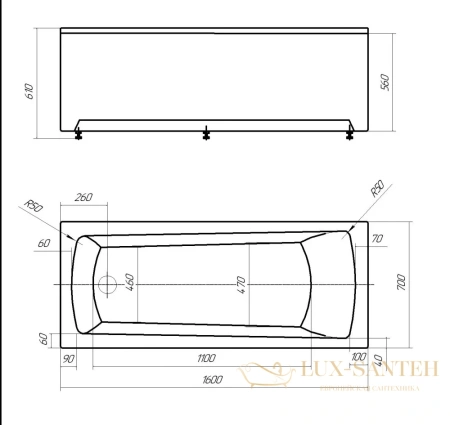 акриловая ванна aquatek либра new 160x70 lib160n-0000007 без фронтального экрана (вклеенный каркас)