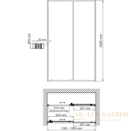 душевая дверь wasserkraft rhin 44s05 120 см 