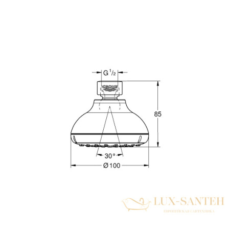 верхний душ grohe new tempesta 100 26050001 5,7 л/мин, хром