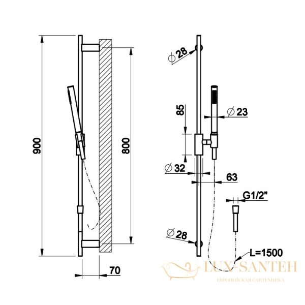 душевой гарнитур gessi anello 63484.031, хром