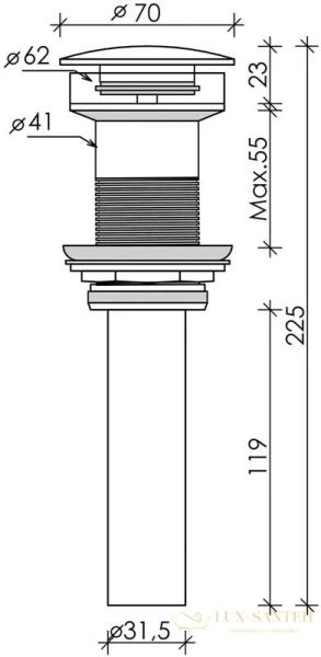 донный клапан ceramica nova cn2000mb, черный матовый