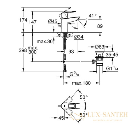 смеситель grohe bauloop 23335001 для раковины, хром