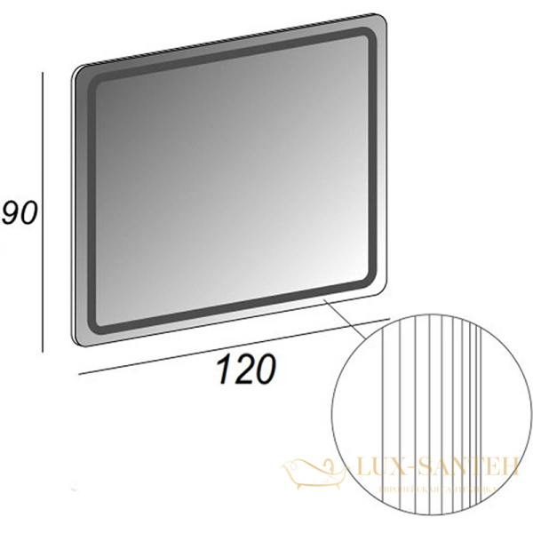 зеркало cezares 54353 120 см с подсветкой с полосами