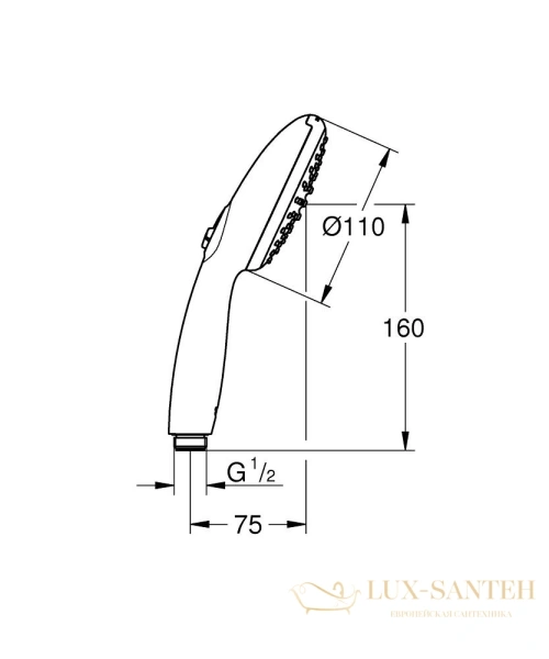 душевая лейка grohe tempesta 110 2jet eco 2jet 26161003, хром