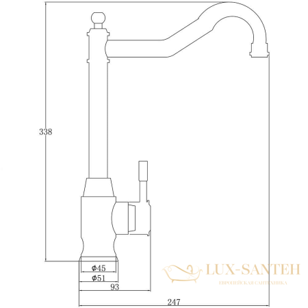 смеситель zorg steel hammer sh 5208 inox для кухни, нержавеющая сталь