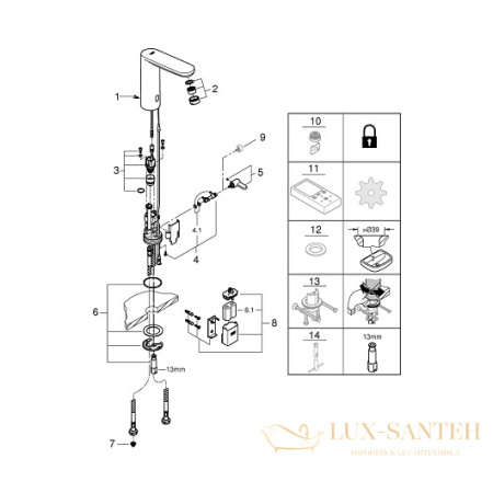 смеситель grohe eurosmart cosmopolitan e 36422000 для раковины, хром