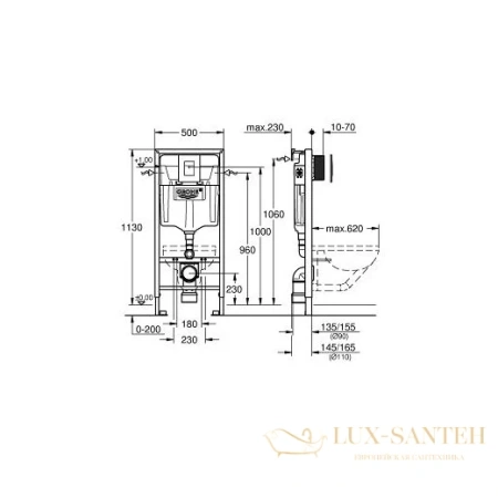 инсталляция для подвесного унитаза grohe rapid sl 38775001,4 в 1 комплект с панелью смыва хром