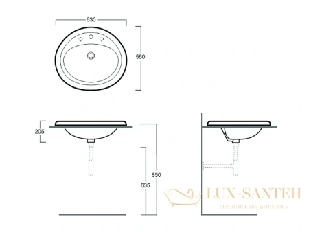 раковина simas lavabi d'arredo s51 bi*1 63x56 см, белый