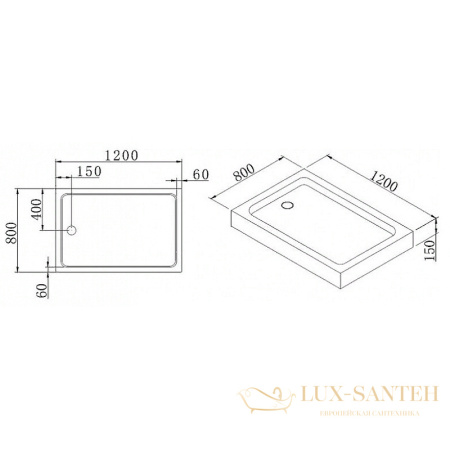 акриловый поддон cezares tray a tray-a-ah-120/80-15-w0 для душа 120х80, белый