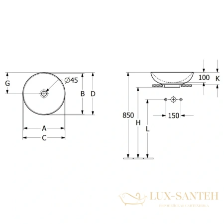 раковина villeroy & boch loop & friends 4a460001 42х42 см, альпийский белый