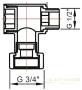 американка для полотенцесушителя  luxon угл 3/4" x 1/2"  г/ш  (квадрат) 758sch040504