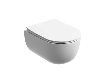 подвесной унитаз ceramica nova modena rimless, с крепежом, с сиденьем и крышкой с функцией плавного закрытия, белый матовый cn6063mw