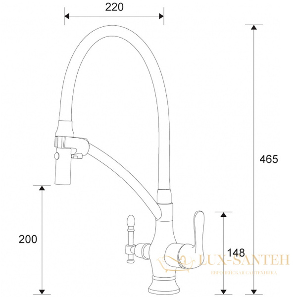 смеситель zorg sanitary zr 347-6 yf для кухни, хром/черный