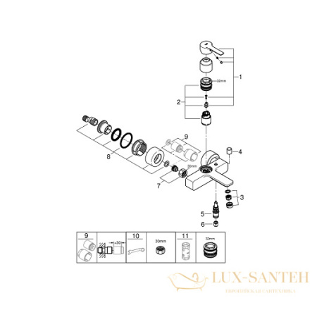 смеситель grohe lineare 33849dc1 для ванны, сталь