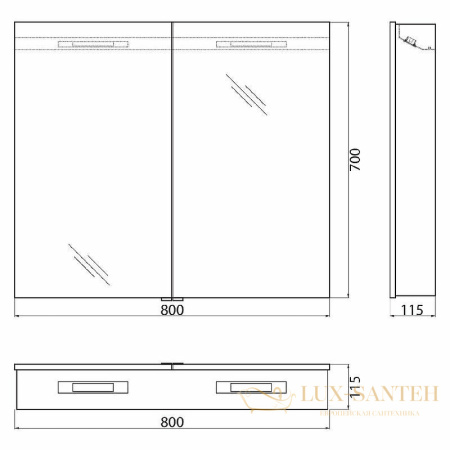 зеркальный шкаф belbagno spc-2a-dl-bl-800 80 см с подсветкой, сатин