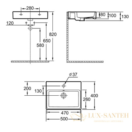 раковина jacob delafon sully evt112-00 500х400 мм, белый