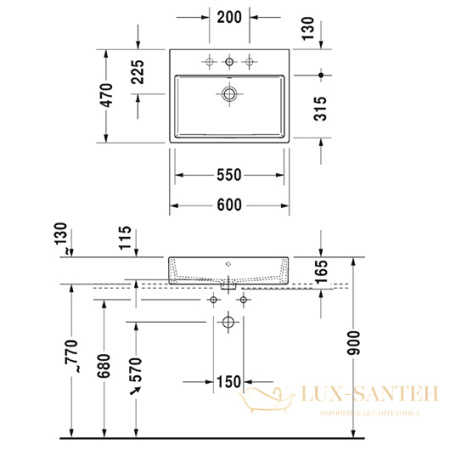 раковина накладная duravit vero air 2352600000 600х470 мм, белый