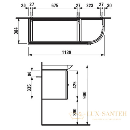 тумба под раковину laufen palace new 4.0160.2.075.463.1 1139х384 мм, белый 