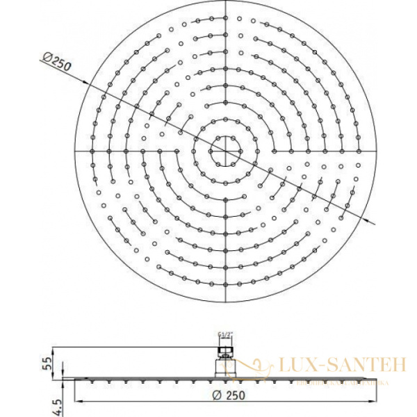 верхний душ rgw shower panels 21148125-04 sp-81-25 b, черный