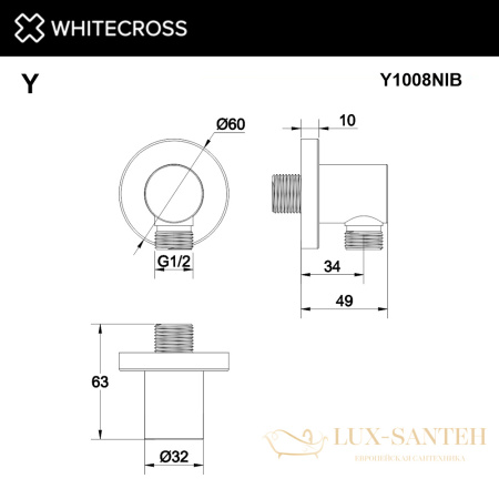 угловой соединительный элемент whitecross y1008nib, брашированный никель