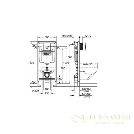 инсталляция для подвесного унитаза grohe rapid sl 38750001,4 в 1 комплект с панелью смыва хром