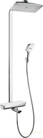 душевая стойка для ванны hansgrohe raindance select e 360 27113400 showerpipe, белый/хром