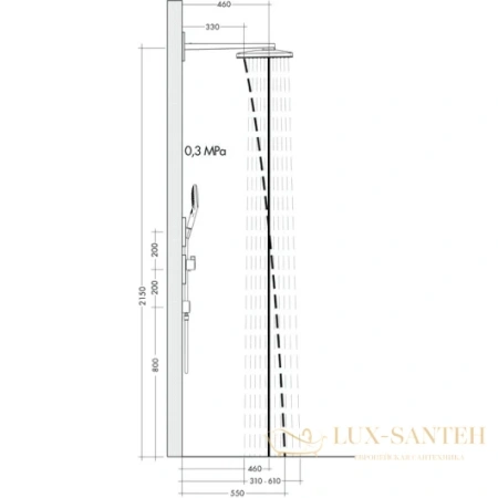 верхний душ hansgrohe rainmaker select 460 3jet 24007600 с держателем, черный хром