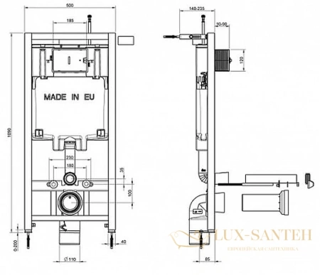 унитаз c инсталляцией jacob delafon patio rimless e21739ru-00 сиденье дюропласт микролифт, клавиша хром