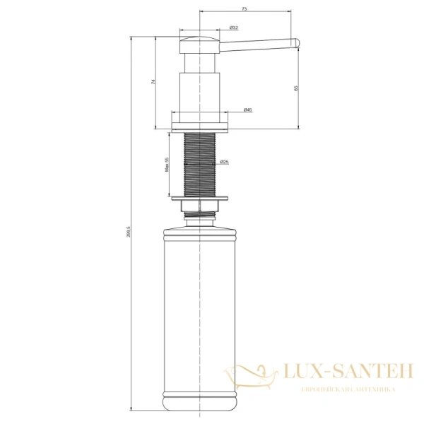 дозатор paulmark brevit d005-ni 350 мл, никель