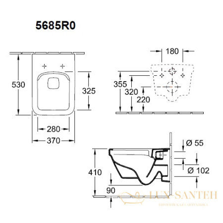 чаша подвесного унитаза villeroy & boch architectura 5685 r0 01 без смывного обода, белый