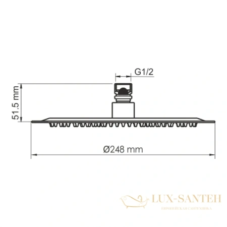 верхний душ wasserkraft sauer a208 248 мм, золотой