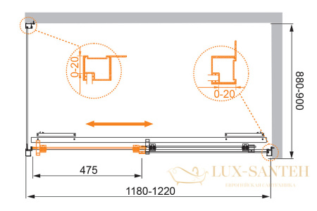 душевой уголок cezares lux soft lux-soft-w-ah-1-120/90-c-cr-iv 120x90 профиль хром, стекло прозрачное