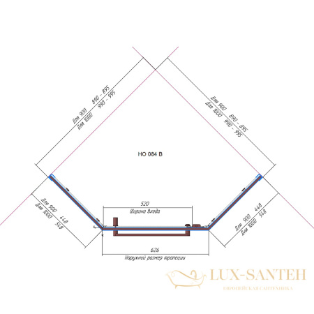 душевой уголок rgw hotel 350608400-14 ho-084b 100х100, профиль черный, стекло прозрачное