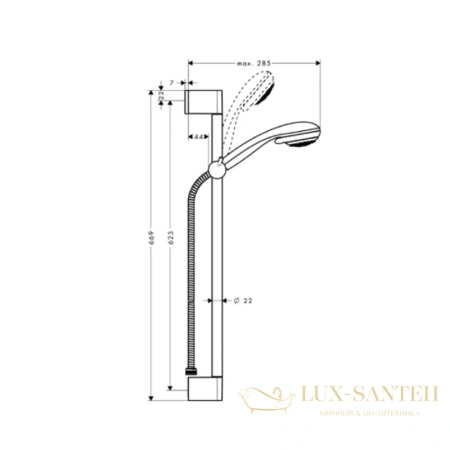 душевой гарнитур hansgrohe 27763000 vario/unica crometta 85 хром