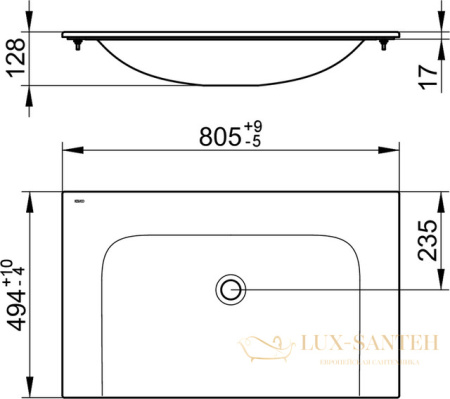 раковина keuco plan, 32960318000, белый, 805х17х494 мм