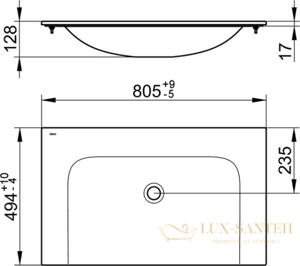 раковина keuco plan, 32960318000, белый, 805х17х494 мм