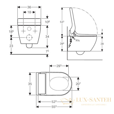 унитаз-биде подвесной geberit aquaclean tuma comfort 146.294.11.1, белый